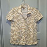 White Stag  Tan/Cream Animal Print Short Sleeve Button Up Top size S Photo 0