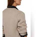 AMI Short Ribbed Cardigan button front 100% virgin wool SIZE SMALL NEW Tan Photo 2