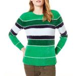 Maison Jules  Striped Metallic Chenille Crew Neck Sweater Shmarock Leaf Small Photo 0