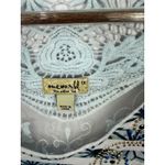 One World Beaded Top Women 1X Blue Stripe 3/4 sleeve Crochet Boho Artsy Eclectic Photo 1