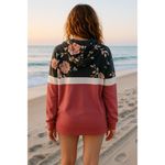 7th Ray XL Floral Colorblock Hoodie Rose Pink Black Pullover Style Soft Fleece Photo 3