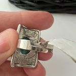 Turquoise Silvertone Ring Native Style Blue Fashion Rings Gemstone Plated Navajo Photo 2