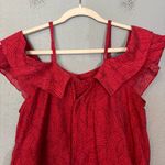 Anthropologie  Maeve Mandalay Open-Shoulder Blouse Pink Geometric Print Sz‎ Small Photo 8