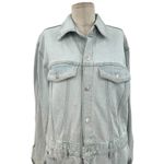 ZARA Denim Short Mini Dress Light Wash Blue Long Sleeves Coverall Size Large Photo 3