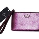 Kate Spade  Lucy Small L-Zip Wristlet Dark Raspberry Metallic Leather NWT Photo 0