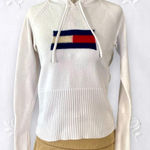 Tommy Hilfiger Jeans Vintage 90s White Knitted Cotton Flag Hoodie Sweater S Photo 0
