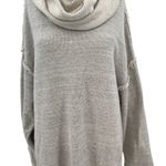 Free People Free‎ People Beach Gray Cowl Neck Split Back Oversized Sweatshirt Size Medium Photo 4