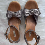 Paul Green  Metallic Leather Espadrille Strappy Bow Wedge Sandal Size UK6.5/ US 9 Photo 0