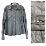 Outback Microsuede Paisley Tooled Square Pearl Snap Western Shirt Size Large Y2K Green Photo 1