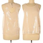 Anthropologie RO&DE Cream Beige Sequin Overlay Sleeveless Cutout Back Tank Top M Photo 1