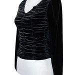 Vintage 80s 90s Black Velvet Gothic Ruched Going Out Top XS Whimsigoth Punk Goth Photo 1