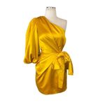 Lovers + Friends  Kennedy Mini Dress in Mustard Yellow XSmall New Satin Photo 3
