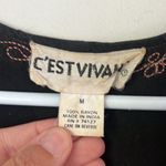 Vintage Vest Womens Embroidered Boho Hippy Sleeveless Black vest Sz Med Photo 2