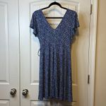 Kaileigh Arnett Faux Wrap Knit Womens Dress Sz M Blue/White Trendy Soft V-Neck # Photo 1