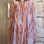Nasty Gal Pink Striped Crinkle Button Down Blouse Retro Y2K Oversized Long Sleeve Shirt Photo 2