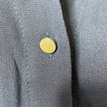 Carmen Marc Valvo NWT  navy sheer ls blouse with gold button and ruffle detail. Photo 7