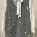 faux suede shift dress sheer blouse Photo 0