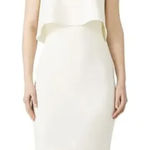 Likely  Dress Women 4 White Strapless Ruffle‎ Overlay Bodycon Sheath Midi Slit Photo 0
