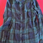 Lucky Brand Women's Super Soft Flannel Shirt Size XS Green/Blue Plaid Photo 0