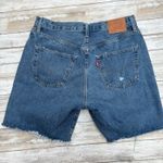 Levi’s Premium 501 90s Jean Shorts 30 (32”) Med Wash Distressed Grunge Western Blue Photo 3