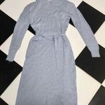 Vintage 70s Miss Joni of California Midi Dress Knit Belted Waist Grey Photo 0
