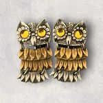 Park Lane Vintage Signed Owl Silver Gold Tone Clip On Dangle Earrings Photo 0