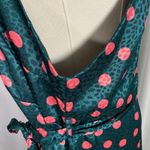 Queen B Maternity London Polka‎ Dot Satin Maxi Dress Teal Red Ruffle Hem Size 16 Green Photo 9