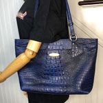 Brahmin  Blue Crocodile Leather Top Zipper Closure Shoulder Bag Photo 1