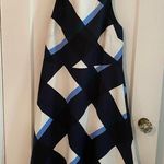 Ann Taylor  Gingham Tie Back Flare Dress Blue and White Size 0 Photo 2