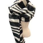 ZARA Long Blanket Scarf Black White Striped Photo 0