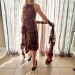 Unique Vintage Vintage Velvet Burnout Silk Dress Sz 6-8 Fur Trim Shawl Y2K Fairy Grunge Runway Photo 1