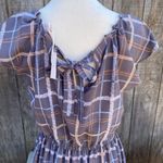 LC Lauren Conrad Grey Plaid Pleated Neckline Cap Sleeve Dress Size S Photo 8