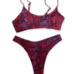 Amazon Red Snake Print High Hip Bikini Set Size Small Photo 1
