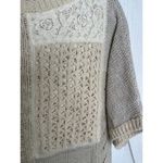 Chico's  Cotton Blend Beige Patchwork Lace Wool Blend Pullover Knit Boho Sweater M Photo 3