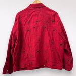 Silk Land 2X Red Top Plus Whimsygoth Floral Grandma Funky Embroidered Vamp Retro Photo 3