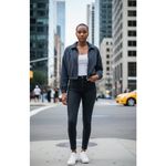 Zaful Ribbed Cropped Blue Corduroy Full Zip Jacket Womens Long Sleeve Coat XL # Photo 6