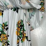 Jessica London  Sz 14 W Flounce Maxi Dress Floral White Yellow Sleeveless Photo 8