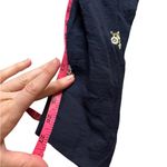 ZARA  navy paper bag style belted trousers with embroidered flowers in Medium Photo 4