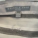 Foxcroft  Wrinkle Free Fitted Striped Button Blouse  size 10 White Gray & Black Photo 3