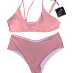 Zaful NWT  Blush Pink Bikini Set Cheeky Padded Strappy Photo 0