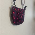 LUG SWIVEL LIKE NEW CAT PRINT NYLON CROSSBODY BAG WINE & PINK EXPANDABLE‎ DEPTH Red Photo 3