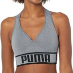 Puma Gray V-Neck Sports Bra with Racerback Photo 0