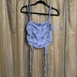 Sugar Thrillz Lavender Purple Paisley Ruched Tie Crop Top Large NWT Photo 1