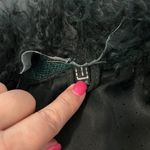 Penny Lane handpainted boho coat, mohair & leather mongolian fur shaggy collar,L Green Size L Photo 9