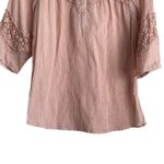 Umgee  Women Tunic Top S Peach Flower Crochet‎ Inlet Gauzy Boho Cottage Prairie Photo 6