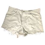 Free People We the Free Now or Never Ecru Cream Distressed Hi Waist Relaxed Denim Shorts 31 Photo 2
