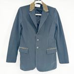 Current/Elliott  Womens Leopard Trim Cotton Wool Blend Tailored Calla Blazer Photo 1