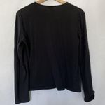 H&M women's Black Long-Sleeve Henley Shirt With Button Tab Sleeves Size M Photo 6