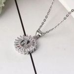Silver Initial Crystal Pendant Necklace A Photo 4