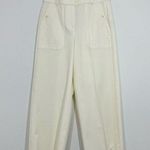 J.Crew Size 2 Ivory Wide Leg Pants Sydney bi-stretch cotton Coastal Preppy Chic Photo 0